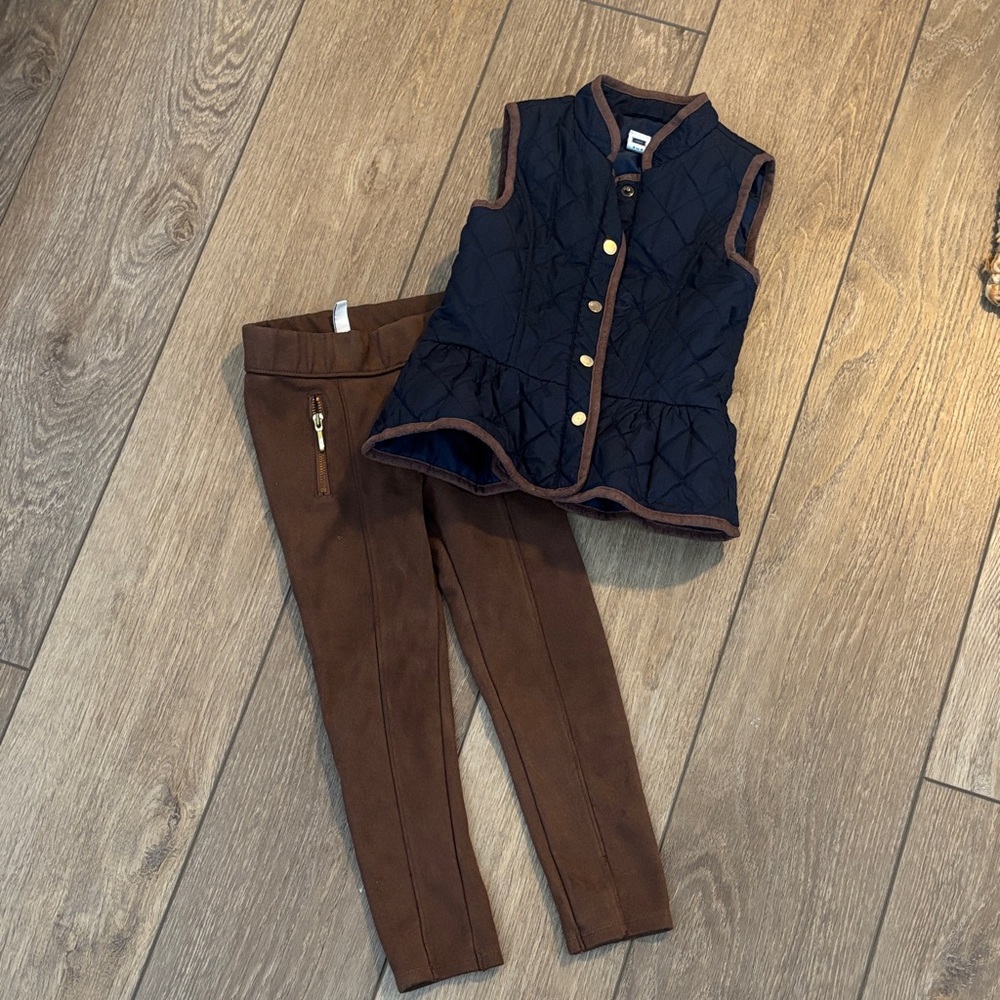 Janie & Jack Navy Vest & Suede Leggings
